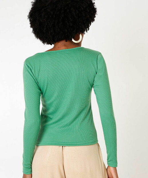 Blusa Feminina Canelada Manga Longa Marisa