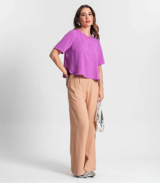 Blusa Feminina Manga Curta Rovitex Roxo