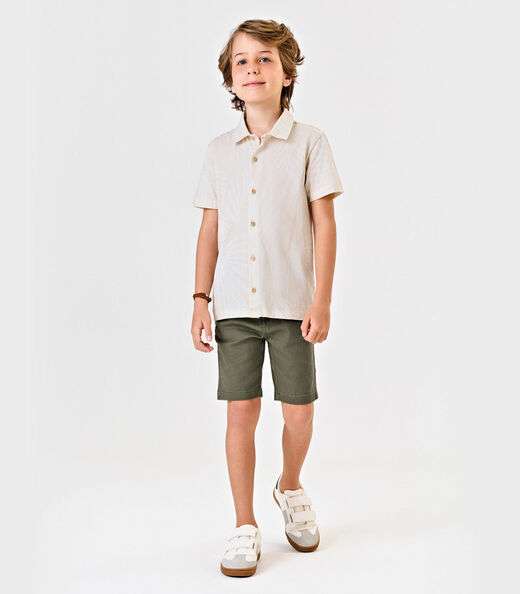 Conjunto Infantil Camisa Com Bermuda Trick Nick Bege