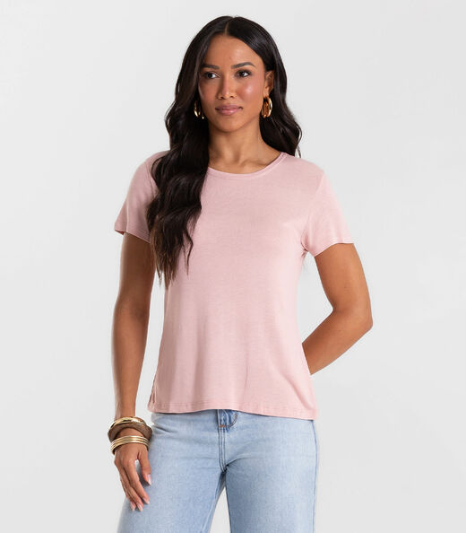 Blusa Feminina Básica Visco Tricot Rovitex Rosa