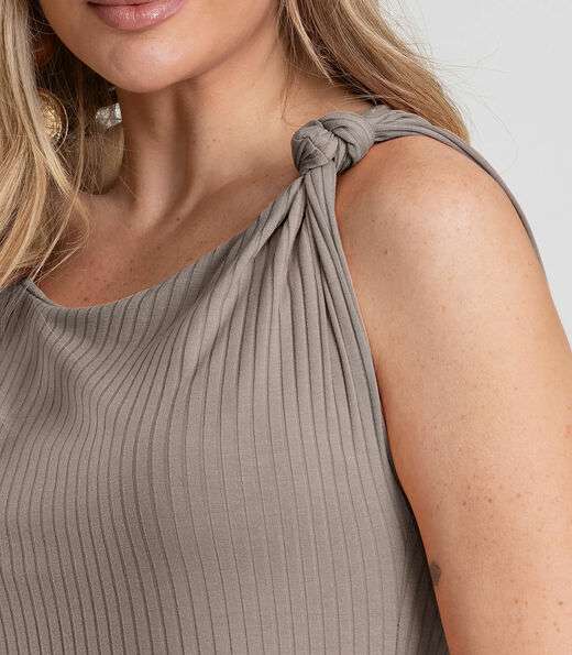 Vestido Midi Canelado Dianna Cinza