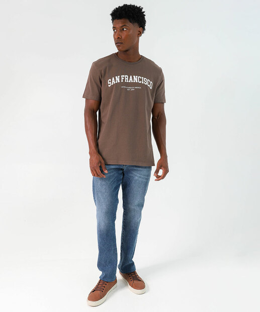 Camiseta Masculina San Francisco Marisa Marrom