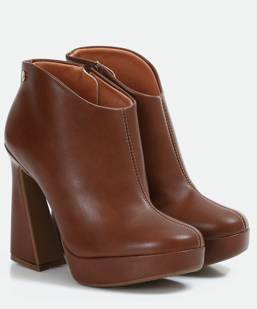 Bota Feminina Ankle Boot Salto Grosso Meia Pata Vizzano