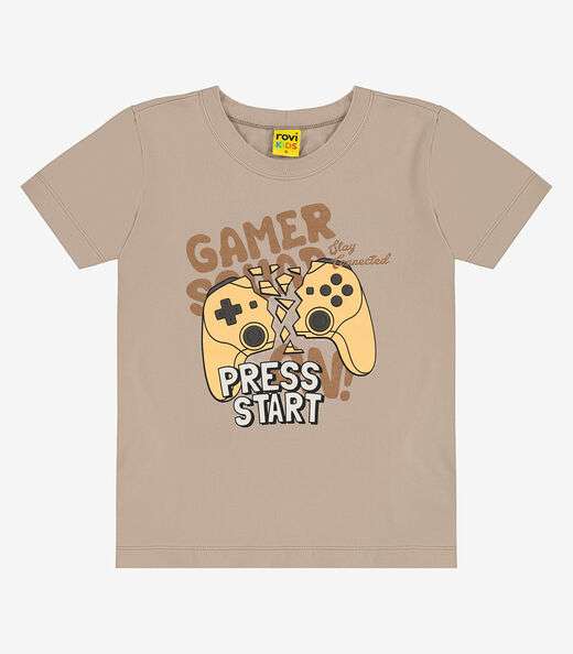 Camiseta Infantil Meia Malha Rovi Kids Marrom