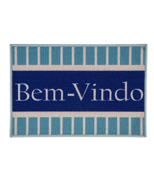 Capacho Bem-Vindo Estampado Corttex Azul