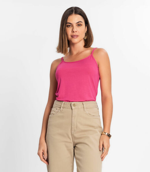 Blusa de Alça Feminina Viscotorcion Básica Rovitex Rosa