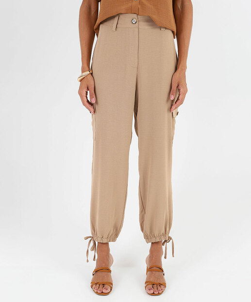 Calça Feminina Jogger Cargo Marisa Bege