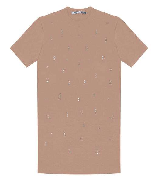 Vestido Juvenil Com Strass Minty Marrom