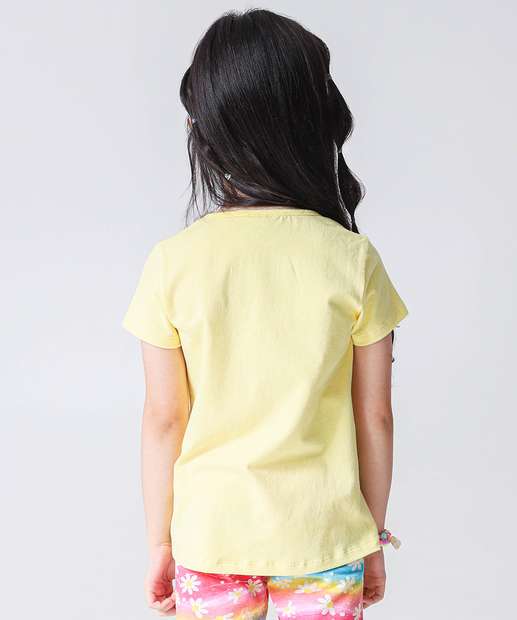 Conjunto Infantil Estampa Flores Marisa Tam 4 a 10 Amarelo