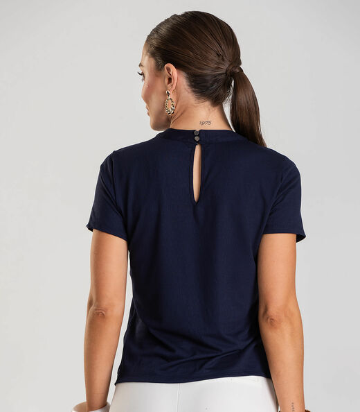 Blusa Feminina Manga Curta Dianna Azul