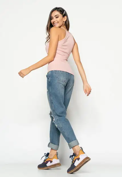 Regata  Cavada Alcinha  Canelada Rosa Claro