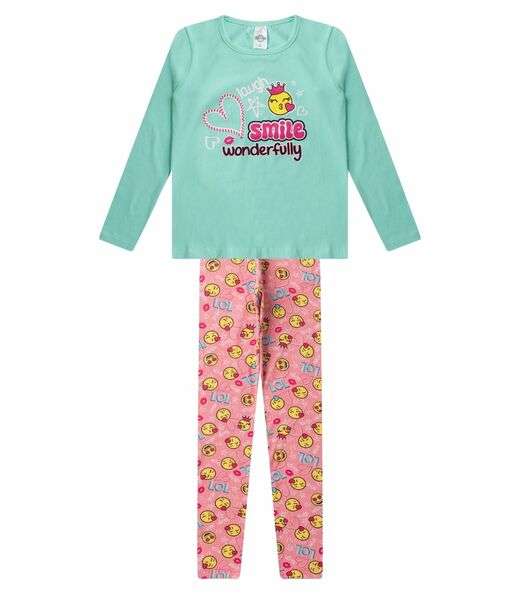 Conjunto Menina Em Cotton Manga Longa Kappes Verde