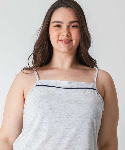 Pijama Plus Size Feminino Alças Finas Marisa Cinza