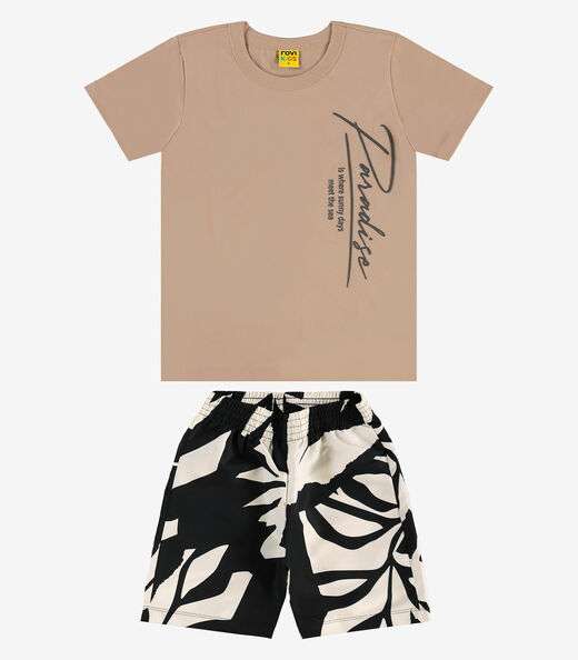 Image_Conjunto Infantil Camiseta Com Bermuda Rovi Kids Marrom