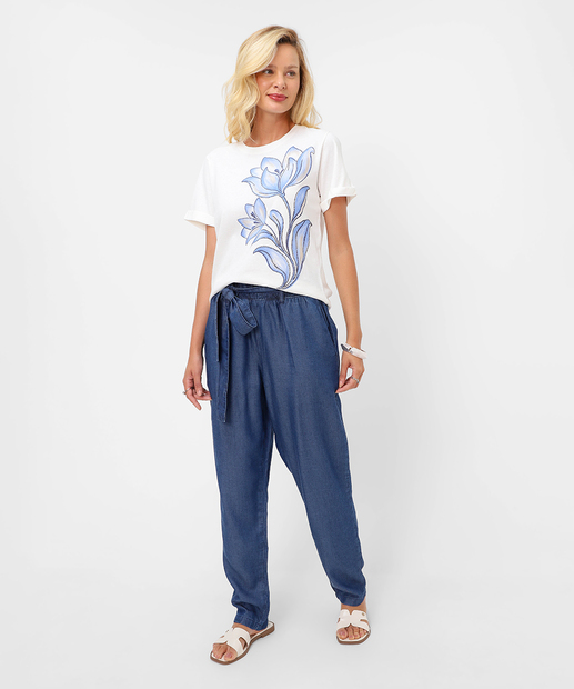 Blusa Feminina Estampa Flores Marisa Off White