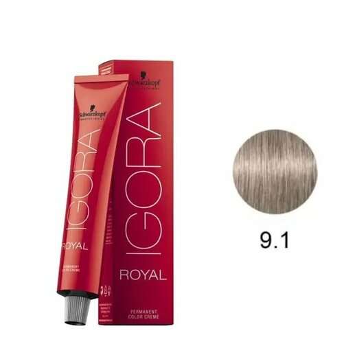 Coloração Schwarzkopf Igora Royal 60ml Cor: 9-1 Louro Extra-Claro Cinza