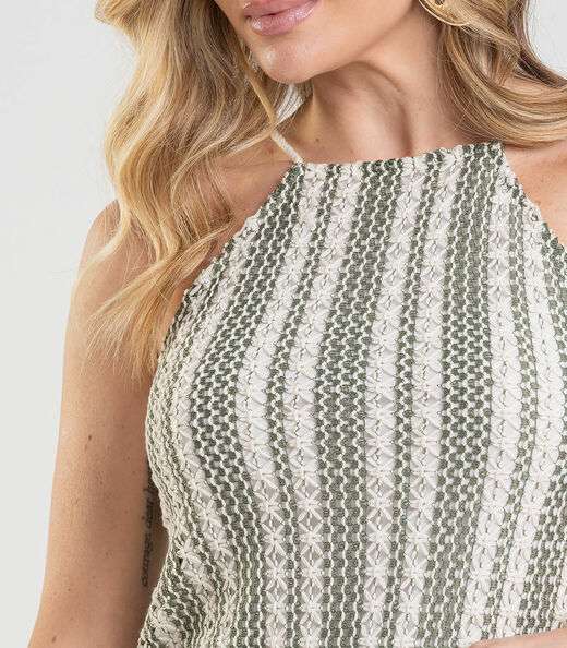 Blusa Cropped Feminino Com Torçal Cru Dianna Verde