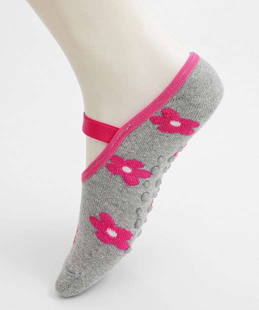 Meia Sapatilha Feminina Antiderrapante Marisa Cinza