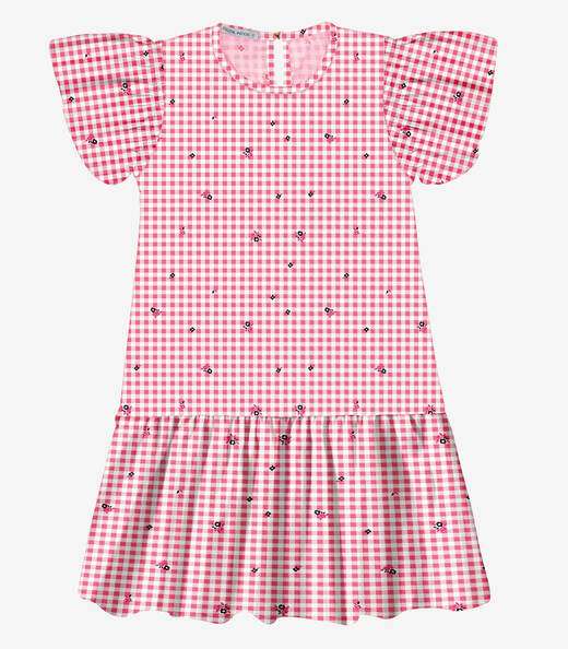 Vestido Popeline Estampado Trick Nick Rosa