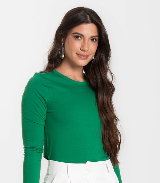 Blusa Manga Longa Básica Select Verde