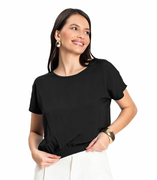 Blusa Feminina manga curta Infinita Cor Preto