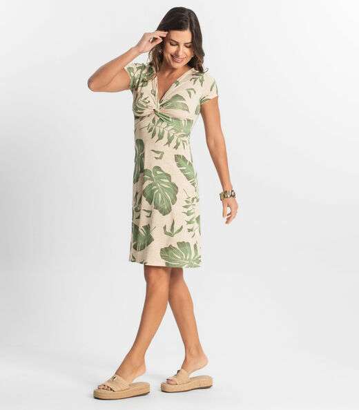 Vestido Curto Feminino Em Liganete Select Bege