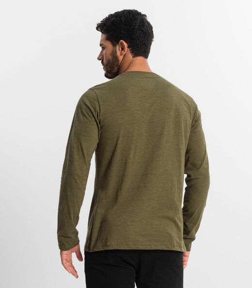 Camiseta Masculina Manga Longa Básica Diametro Verde
