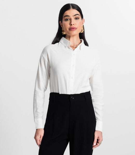 Camisa Feminina Oversized Listras Select Off White