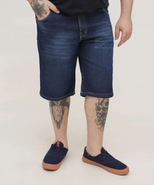 Bermuda Plus Size Masculina Jeans Bolsos