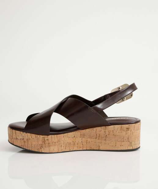 Sandália Flatform Feminina Fivela Marrom
