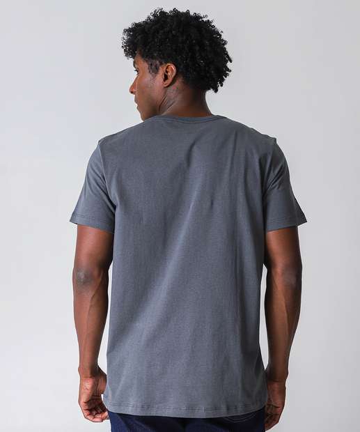 Camiseta Masculina Estampa Snoopy Manga Curta Cinza