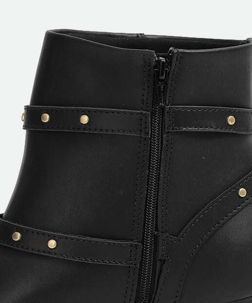Bota Feminina Cano Curto Salto Grosso Tachas Modare 