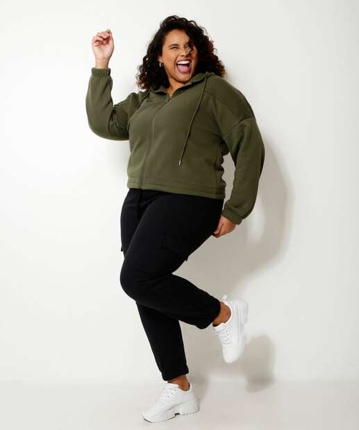 Casaco Plus Size Feminino Moletom Flanelado Marisa