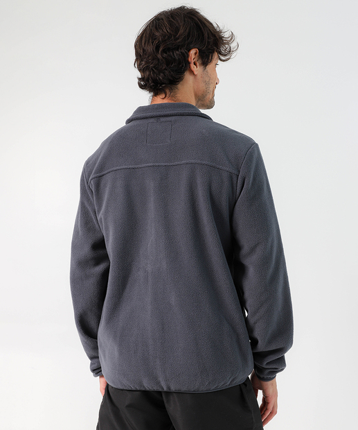 Casaco Masculino Fitness Fleece Zíper Bolsos MR Cinza