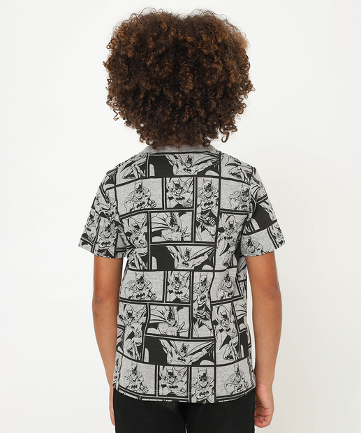 Camiseta Infantil Batman Paetê Warner Bros Tam 4 a 10 Cinza