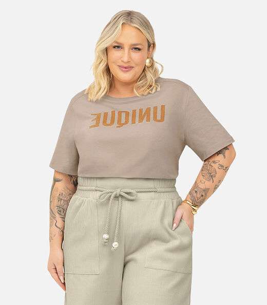 Image_Camiseta Meia Malha Plus Size Secret Glam Marrom