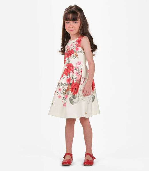 Vestido Menina Trick Nick Bege