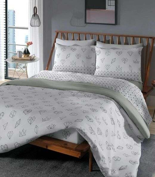 Jogo De Cama Casal Geométrico 150 Fios Lar E Lazer Branco