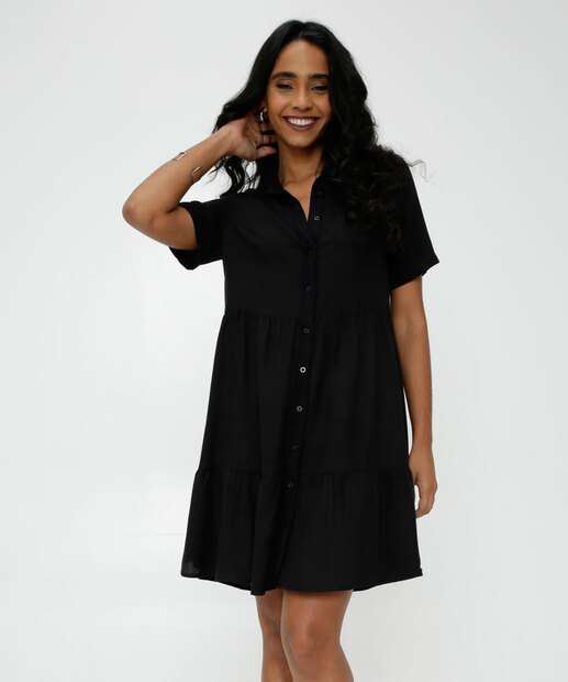 Vestido Feminino Chemise Manga Curta Marisa