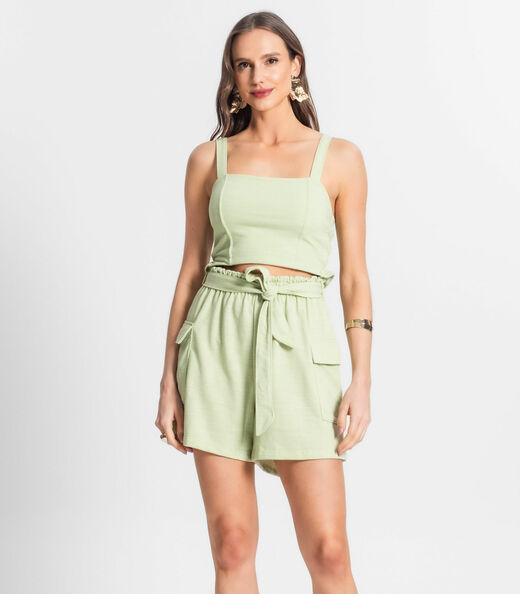 Conjunto Feminino Cropped Com Shorts Endless Verde