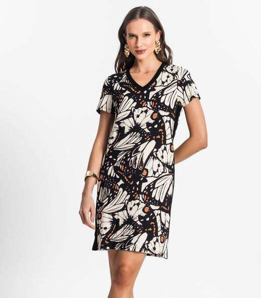 Vestido Feminino Estampado Select Preto