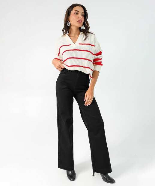 Image_Calça Wide Leg Pantalona Feminina Sarja Sawary