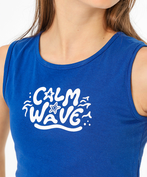 Blusa Juvenil Regata College Estampada Marisa Tam 10 a 16 Azul