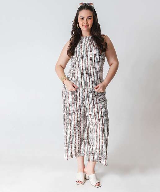 Blusa Plus Size Feminina Estampada Marisa Off White