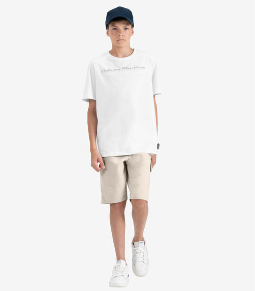 Bermuda Juvenil Masculino em Moletom Sarjado Minty Bege