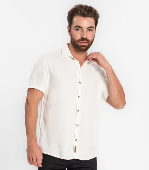 Camisa Masculina Em Viscose Dobby Diametro Bege