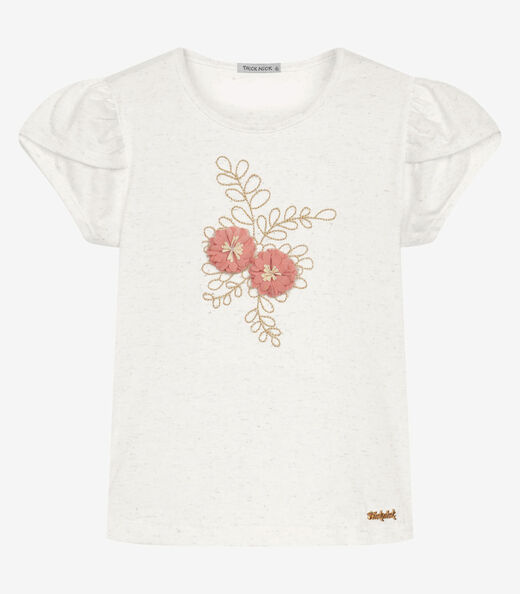Blusa Infantil Meia Malha Com Bordado Trick Nick Bege