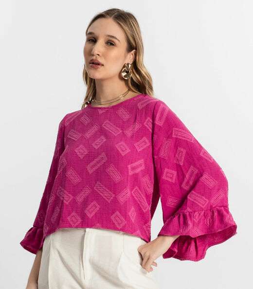 Blusa Manga Longa Feminina Rovitex Rosa