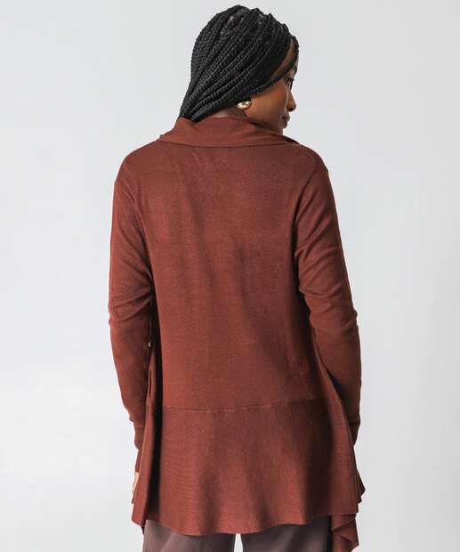 Cardigan Feminino Assimétrico Alongado Marisa Marrom