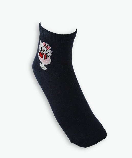 Kit 2 Pares Meias Feminina Cano Curto Hello Kitty Preto